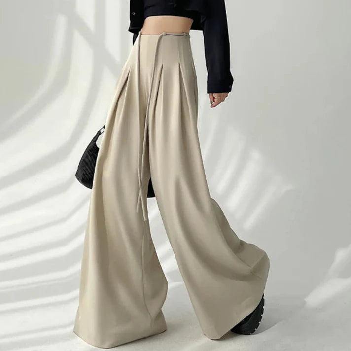 Women's pink lace pants side view — versatile — Brianna Wide Leg Pants — Oscar Blackwood