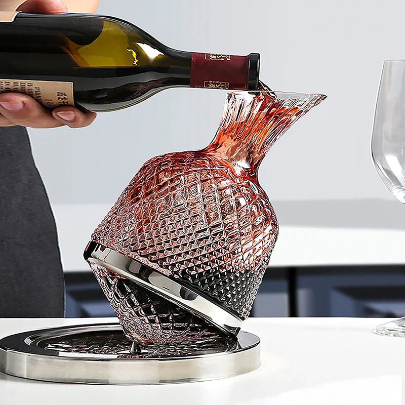 Unisex lace wine alternate angle — versatile — Wine 360 Rotating Decanter — Oscar Blackwood