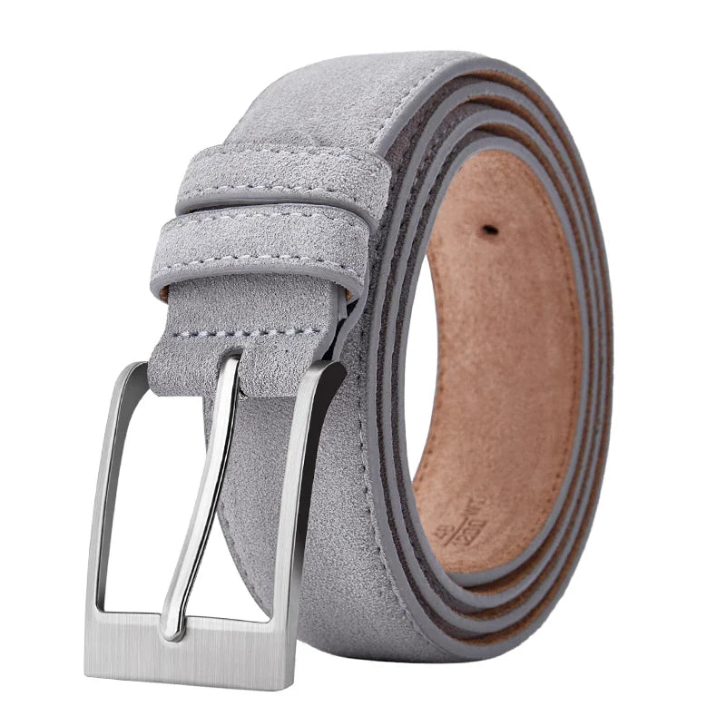 Men's light-gray textured belt color detail — versatile — Vandeventer Cow Leather Belt — Oscar Blackwood