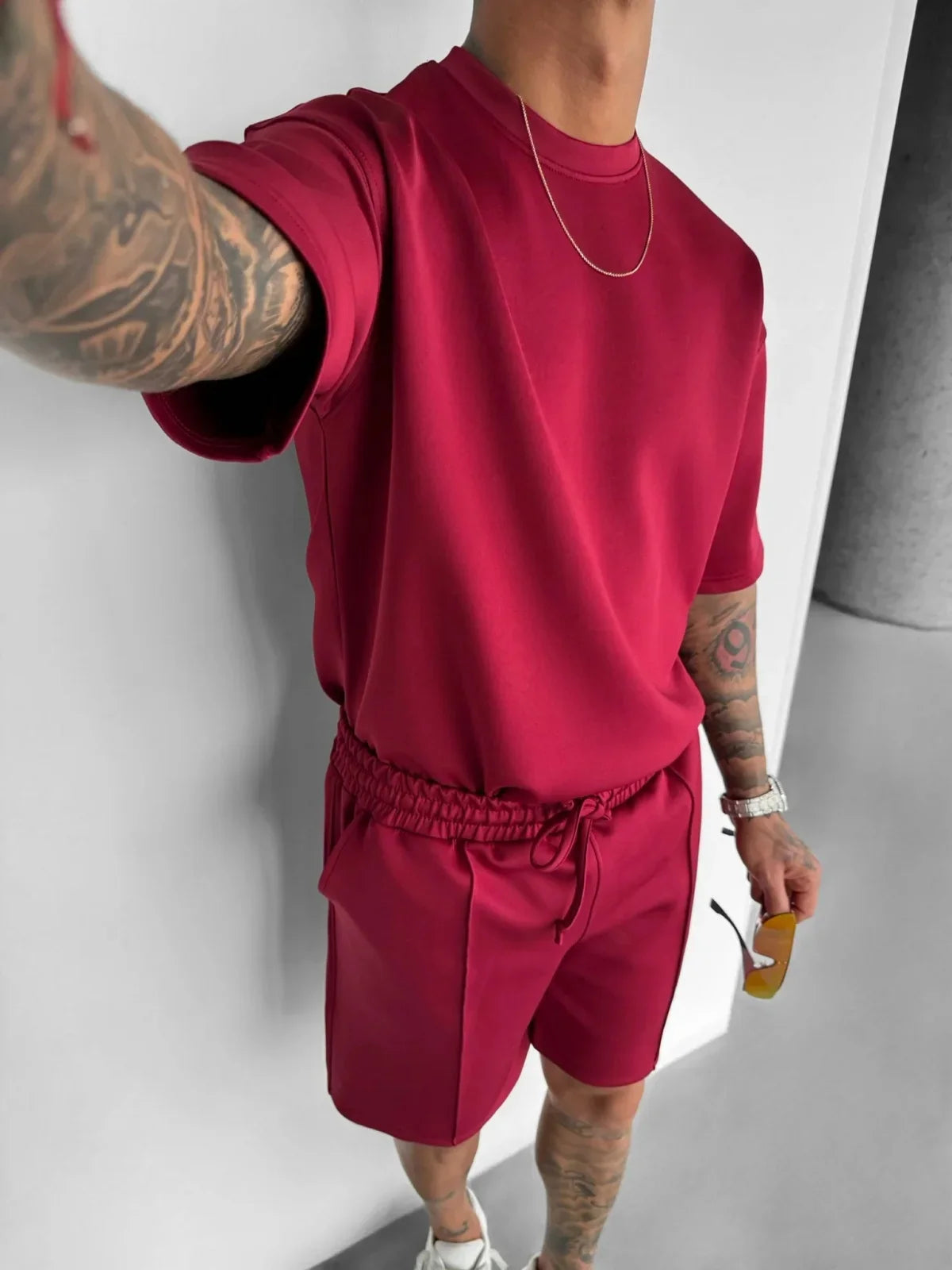 Men's black polyester sets back view — versatile — Abakhan Summer 2 Piece Set — Oscar Blackwood