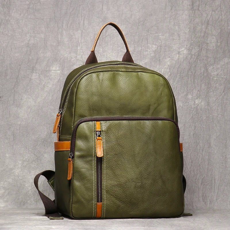 Unisex black leather backpack close-up — versatile — Azzurro Genuine Leather Backpack — Oscar Blackwood