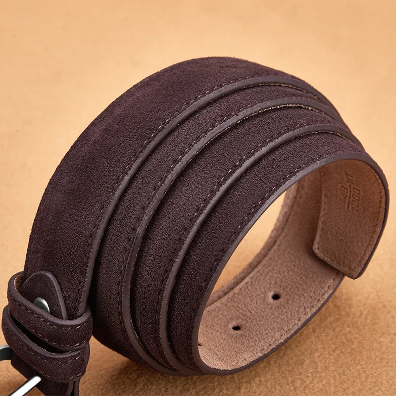 Men's red textured belt styled look — versatile — Vandeventer Cow Leather Belt — Oscar Blackwood
