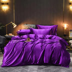 Unisex purple silk bedding styled look — versatile — Bloom Silk Bedding Set — Oscar Blackwood
