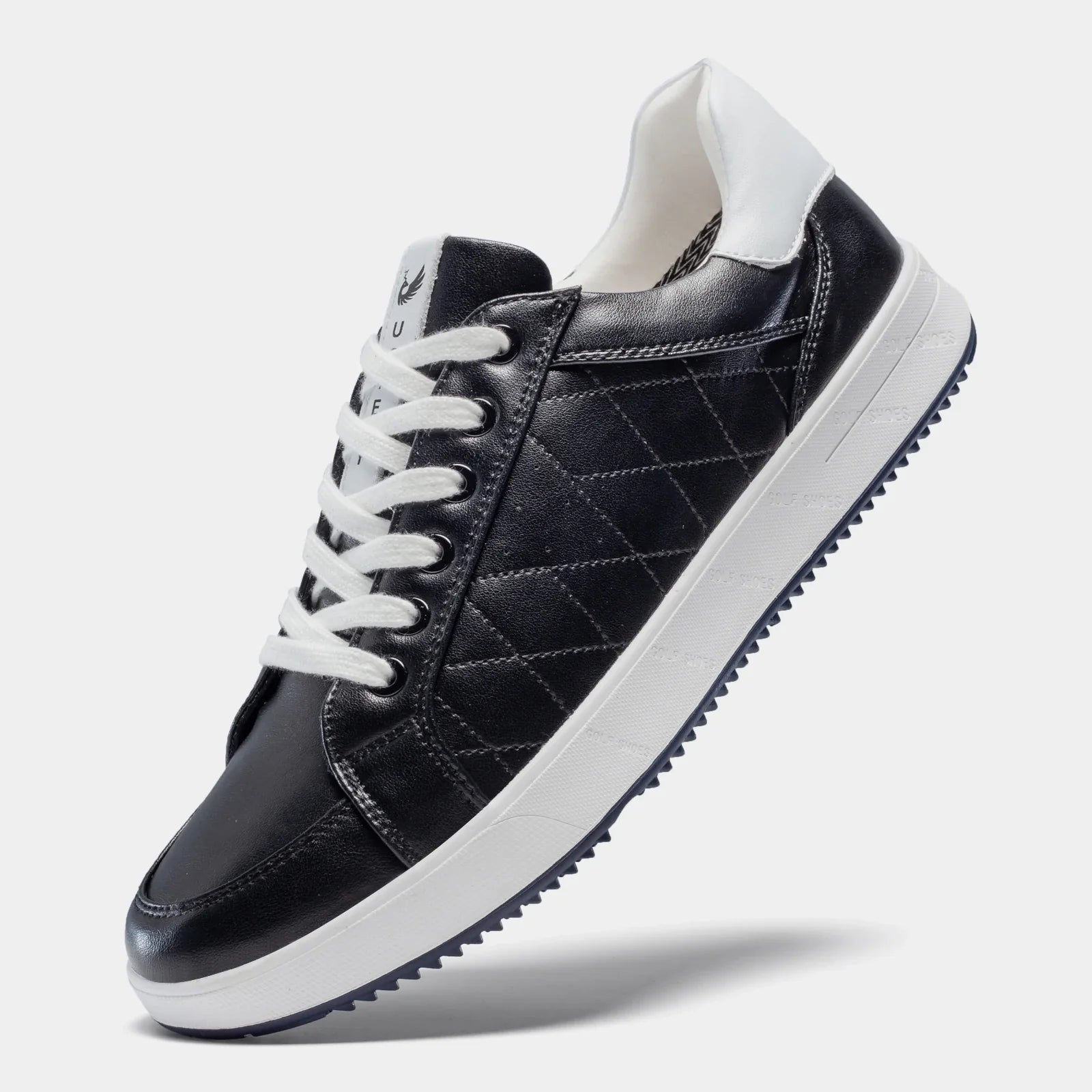 Men's black leather shoes front view — versatile — Double-Waggle Golf Shoes — Oscar Blackwood