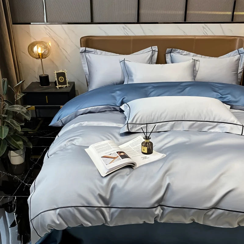 Unisex sky-blue cotton moonglow side view — versatile — Moonglow Cotton Bedding Set — Oscar Blackwood