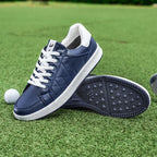 Men's black leather shoes styled look — versatile — Double-Waggle Golf Shoes — Oscar Blackwood