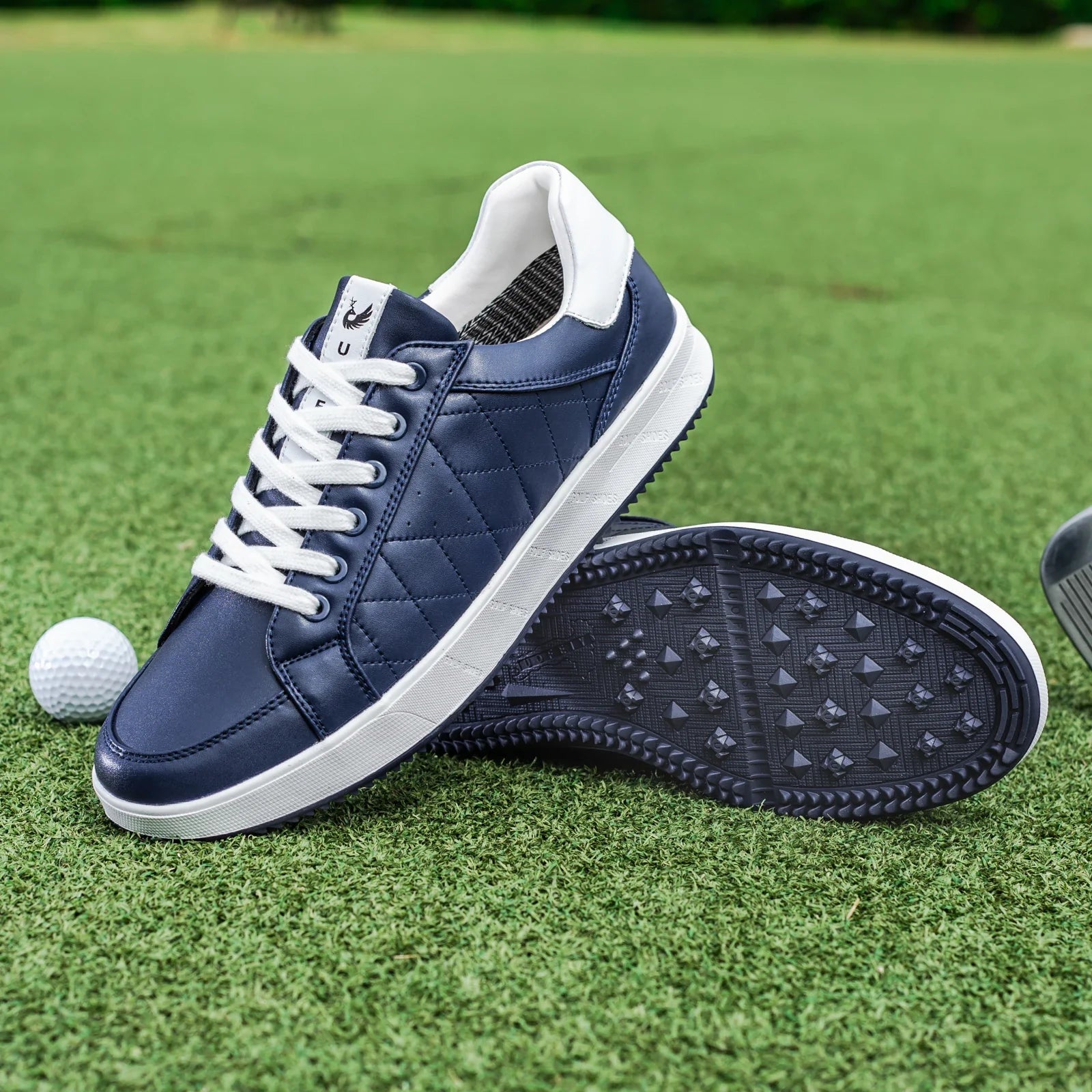Men's black leather shoes styled look — versatile — Double-Waggle Golf Shoes — Oscar Blackwood