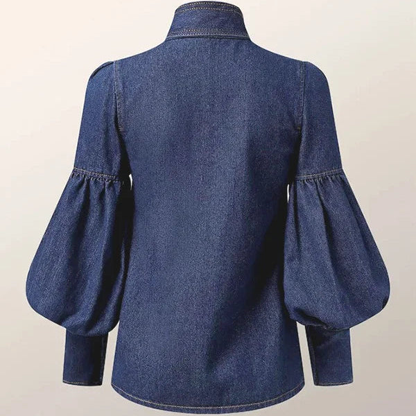 Women's denim tops side view — versatile — Archi Denim Blouse for every occasion — Oscar Blackwood