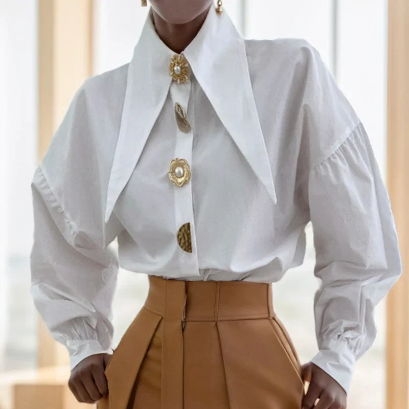 Women's white tops front view — versatile — Alevtina Shirt for every occasion — Oscar Blackwood