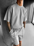 Men's black polyester sets close-up — versatile — Abakhan Summer 2 Piece Set — Oscar Blackwood