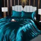 Unisex blue silk lotus styled look — versatile — Lotus Silk Bedding Set — Oscar Blackwood