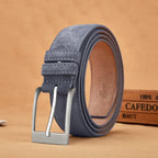 Men's red textured belt side view — versatile — Vandeventer Cow Leather Belt — Oscar Blackwood