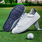 Men's black leather shoes styled look — versatile — Double-Waggle Golf Shoes — Oscar Blackwood