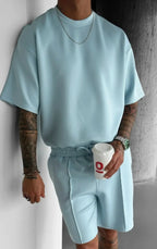 Men's black polyester sets color detail — versatile — Abakhan Summer 2 Piece Set — Oscar Blackwood
