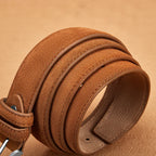 Men's red textured belt side view — versatile — Vandeventer Cow Leather Belt — Oscar Blackwood
