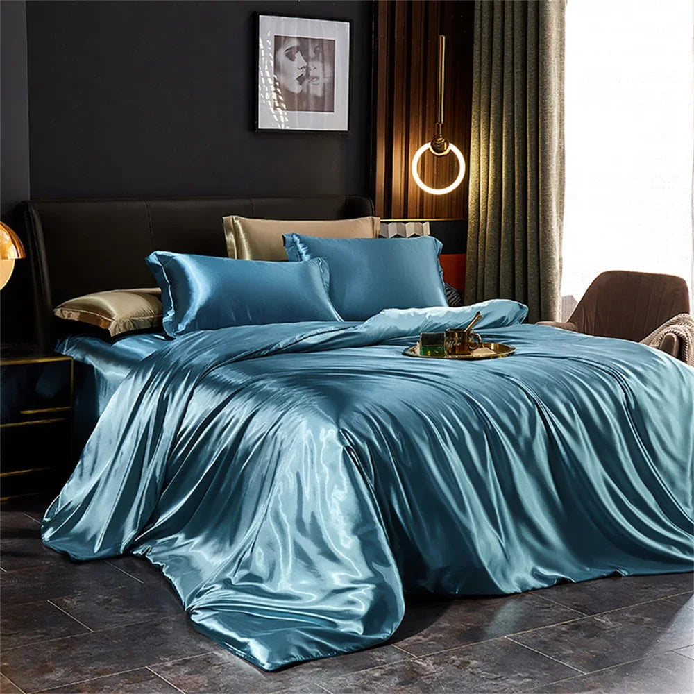 Unisex silk moonlight side view — versatile — Moonlight Silk Bedding Set — Oscar Blackwood