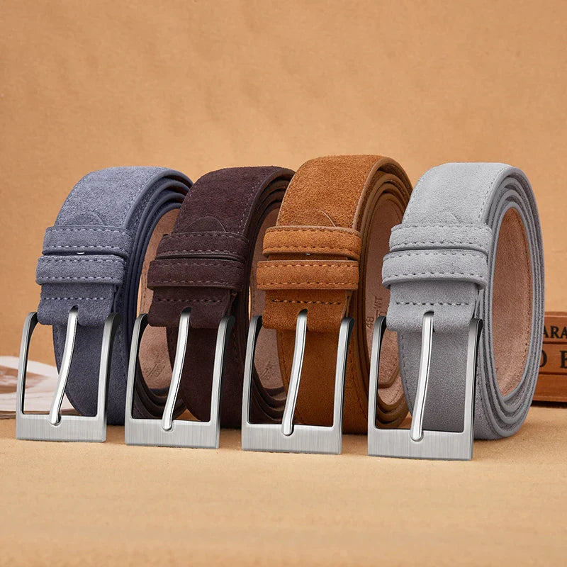 Men's red textured belt front view — versatile — Vandeventer Cow Leather Belt — Oscar Blackwood