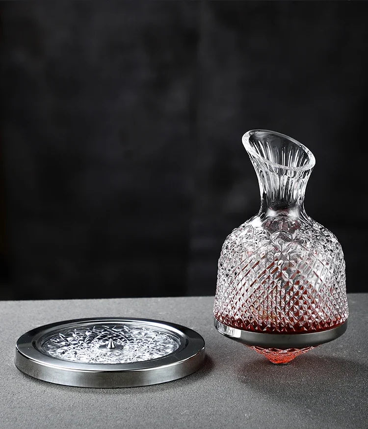 Unisex lace wine side view — versatile — Wine 360 Rotating Decanter — Oscar Blackwood
