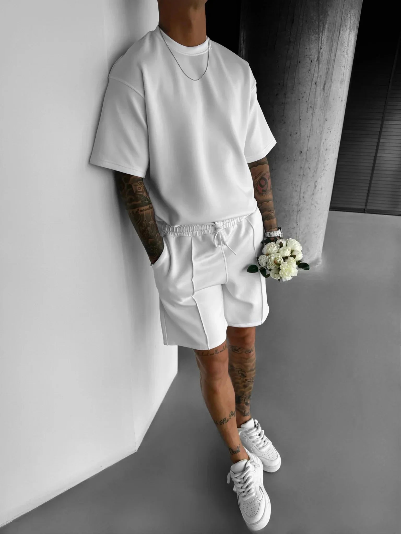 Men's black polyester sets side view — versatile — Abakhan Summer 2 Piece Set — Oscar Blackwood