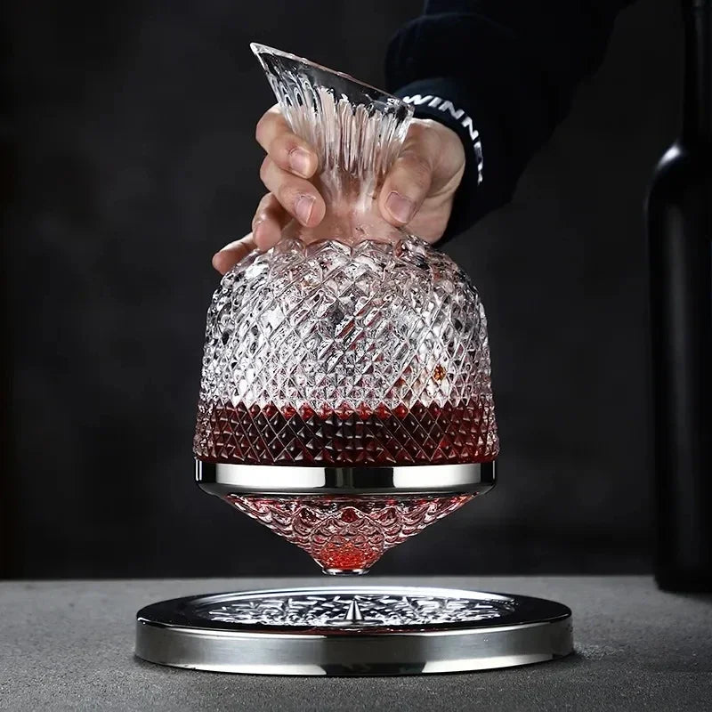 Unisex lace wine side view — versatile — Wine 360 Rotating Decanter — Oscar Blackwood
