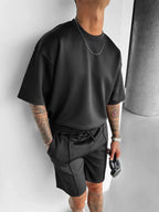 Men's black polyester sets styled look — versatile — Abakhan Summer 2 Piece Set — Oscar Blackwood