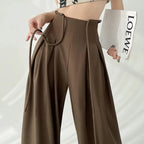 Women's pink lace pants side view — versatile — Brianna Wide Leg Pants — Oscar Blackwood