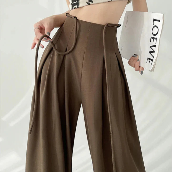 Women's pink lace pants side view — versatile — Brianna Wide Leg Pants — Oscar Blackwood