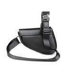 Women's gray leather handbag side view — everyday — Albert Saddle Crossbody Bag — Oscar Blackwood