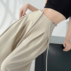 Women's pink lace pants close-up — versatile — Brianna Wide Leg Pants — Oscar Blackwood