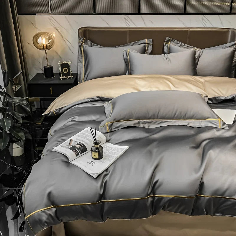 Unisex gray cotton moonglow color detail — versatile — Moonglow Cotton Bedding Set — Oscar Blackwood