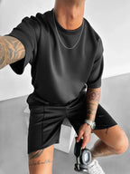 Men's black polyester sets side view — versatile — Abakhan Summer 2 Piece Set — Oscar Blackwood
