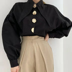 Women's black tops close-up — versatile — Alevtina Shirt for every occasion — Oscar Blackwood