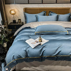 Unisex blue cotton moonglow color detail — versatile — Moonglow Cotton Bedding Set — Oscar Blackwood