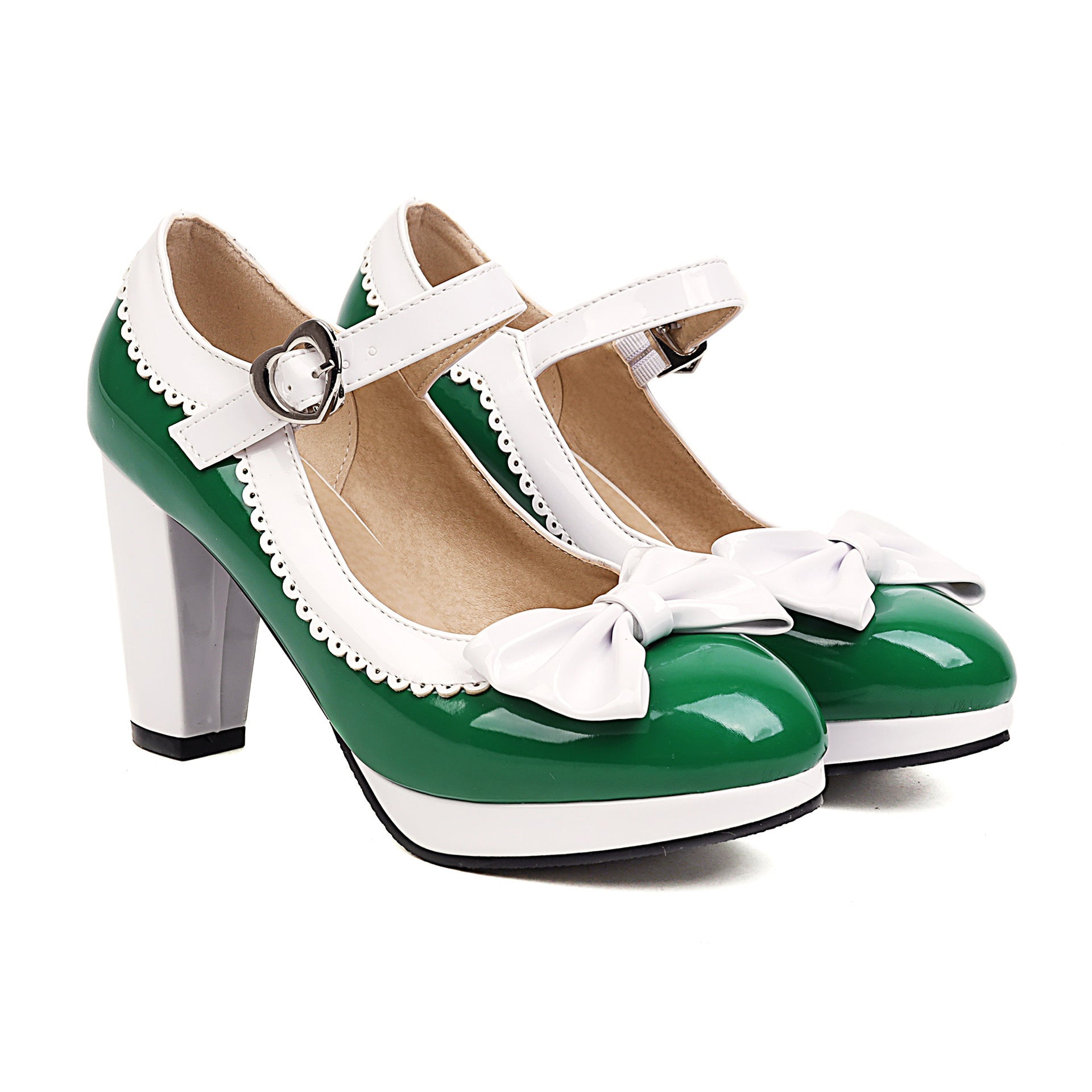 Women's green heels back view — elegant — Molly Mary Jane Heels — Oscar Blackwood