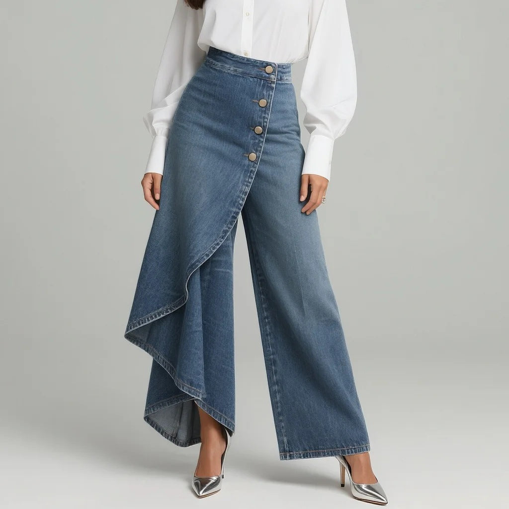 Women's lace skirt side view — chic — Becca Denim Skirt Pants for every occasion — Oscar Blackwood