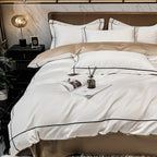 Unisex white cotton moonglow back view — versatile — Moonglow Cotton Bedding Set — Oscar Blackwood