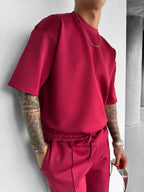 Men's black polyester sets side view — versatile — Abakhan Summer 2 Piece Set — Oscar Blackwood