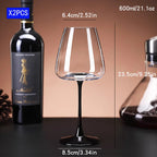 Unisex black pole wine detail view — versatile — Burgundy Wine glass — Oscar Blackwood