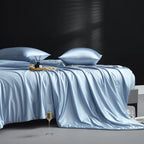 Men's blue silk romanart back view — versatile — Romanart Mulberry Silk Comforter — Oscar Blackwood