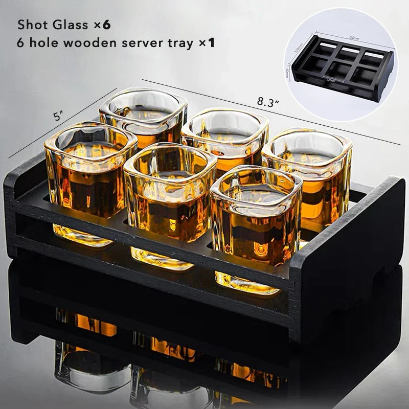 Unisex shot glass 6 pcs & tray spirit close-up — versatile — Spirit Set - Shot Glass — Oscar Blackwood