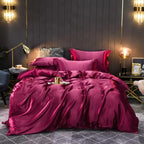 Unisex magenta silk bedding side view — versatile — Bloom Silk Bedding Set — Oscar Blackwood