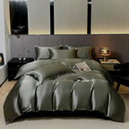 Unisex gray silk bedding detail view — versatile — Bloom Silk Bedding Set — Oscar Blackwood