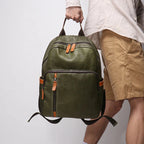 Unisex black leather backpack close-up — versatile — Azzurro Genuine Leather Backpack — Oscar Blackwood