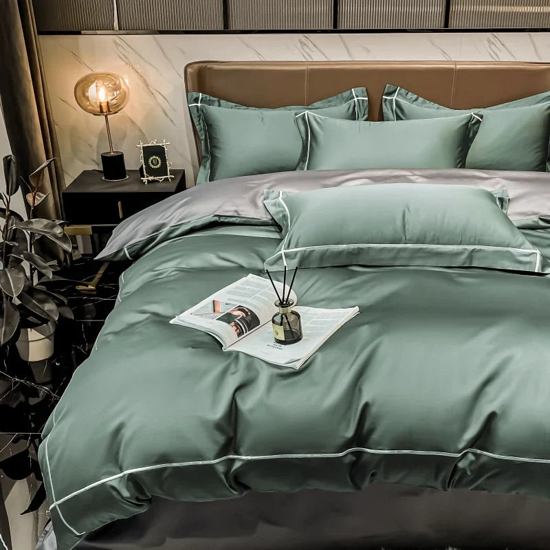 Unisex light-green cotton moonglow side view — versatile — Moonglow Cotton Bedding Set — Oscar Blackwood
