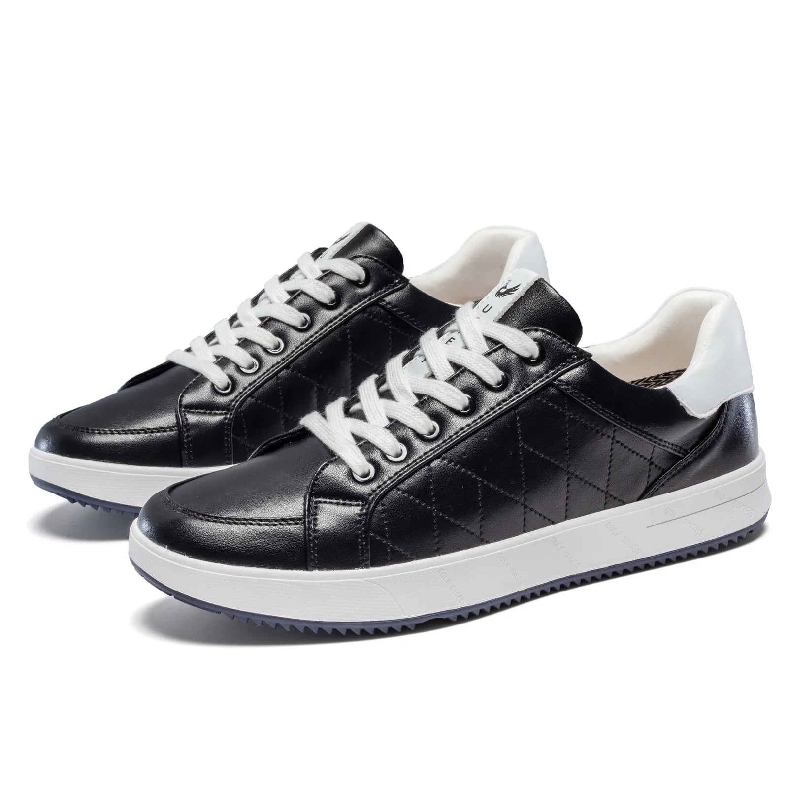 Men's black leather shoes side view — versatile — Double-Waggle Golf Shoes — Oscar Blackwood
