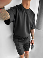 Men's black polyester sets side view — versatile — Abakhan Summer 2 Piece Set — Oscar Blackwood