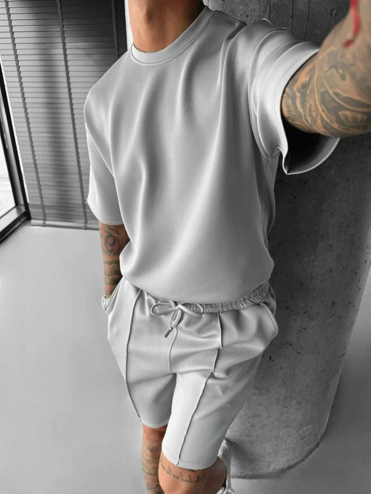 Men's black polyester sets color detail — versatile — Abakhan Summer 2 Piece Set — Oscar Blackwood