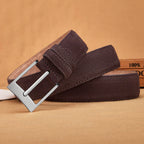 Men's red textured belt back view — versatile — Vandeventer Cow Leather Belt — Oscar Blackwood