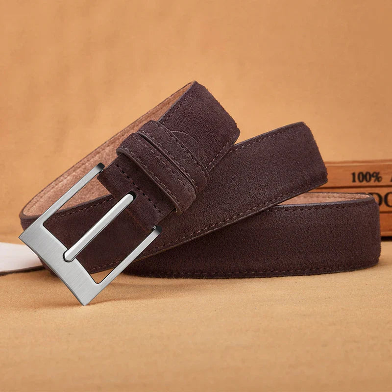 Men's red textured belt back view — versatile — Vandeventer Cow Leather Belt — Oscar Blackwood