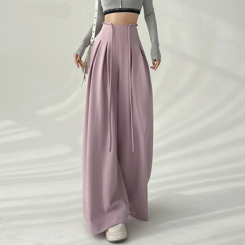 Women's pink lace pants back view — versatile — Brianna Wide Leg Pants — Oscar Blackwood